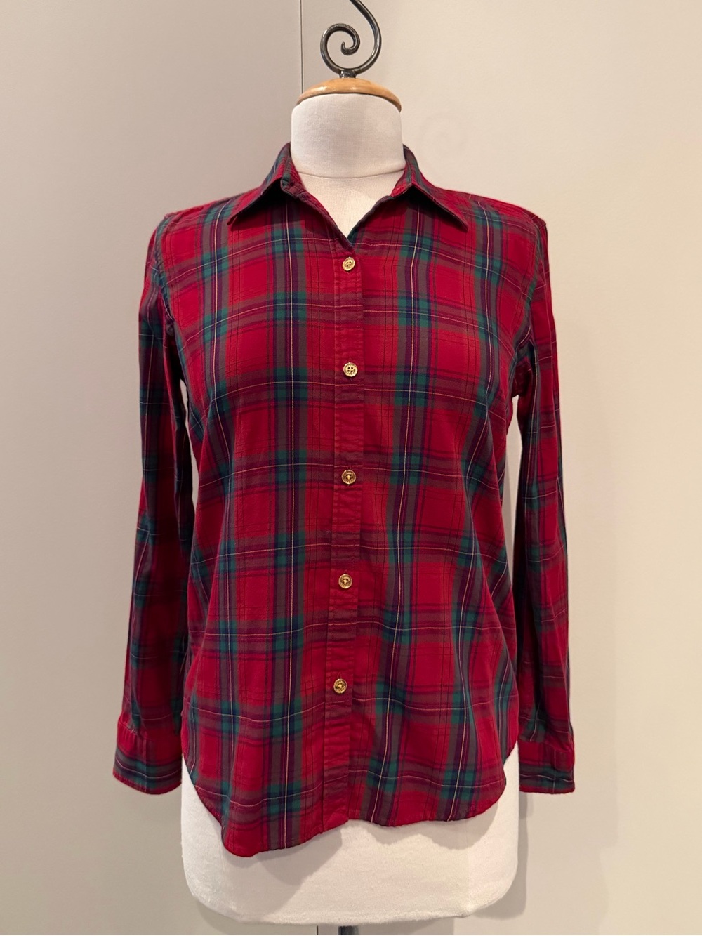 Chaps Red and Green Plaid Button-Down Shirt